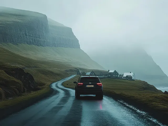 Bil kör på landsväg